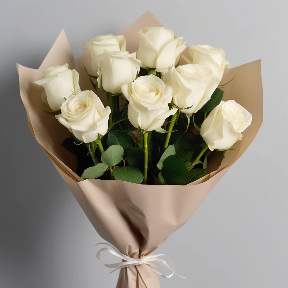 Букет 9 Белых роз Эдлесс Лав в Манасе