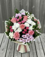 Букет цветов из:  Альстромерии, Гвоздики, Розы и Хризантемы в Манасе