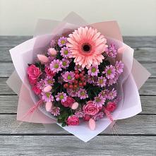 Букет цветов из:  Розы, Герберы и Хризантемы в Манасе