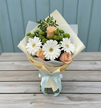 Букет цветов из:  Герберы, Розы и Хризантемы #REPLACE_PRED# Манасе