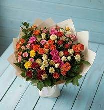 Букет Микс из разноцветных кустовых роз в Манасе